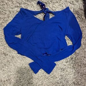 Free People Royal Blue Long Sleeve Crop Top